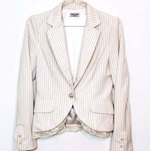 Guess Jeans striped blazer w/ lace detail